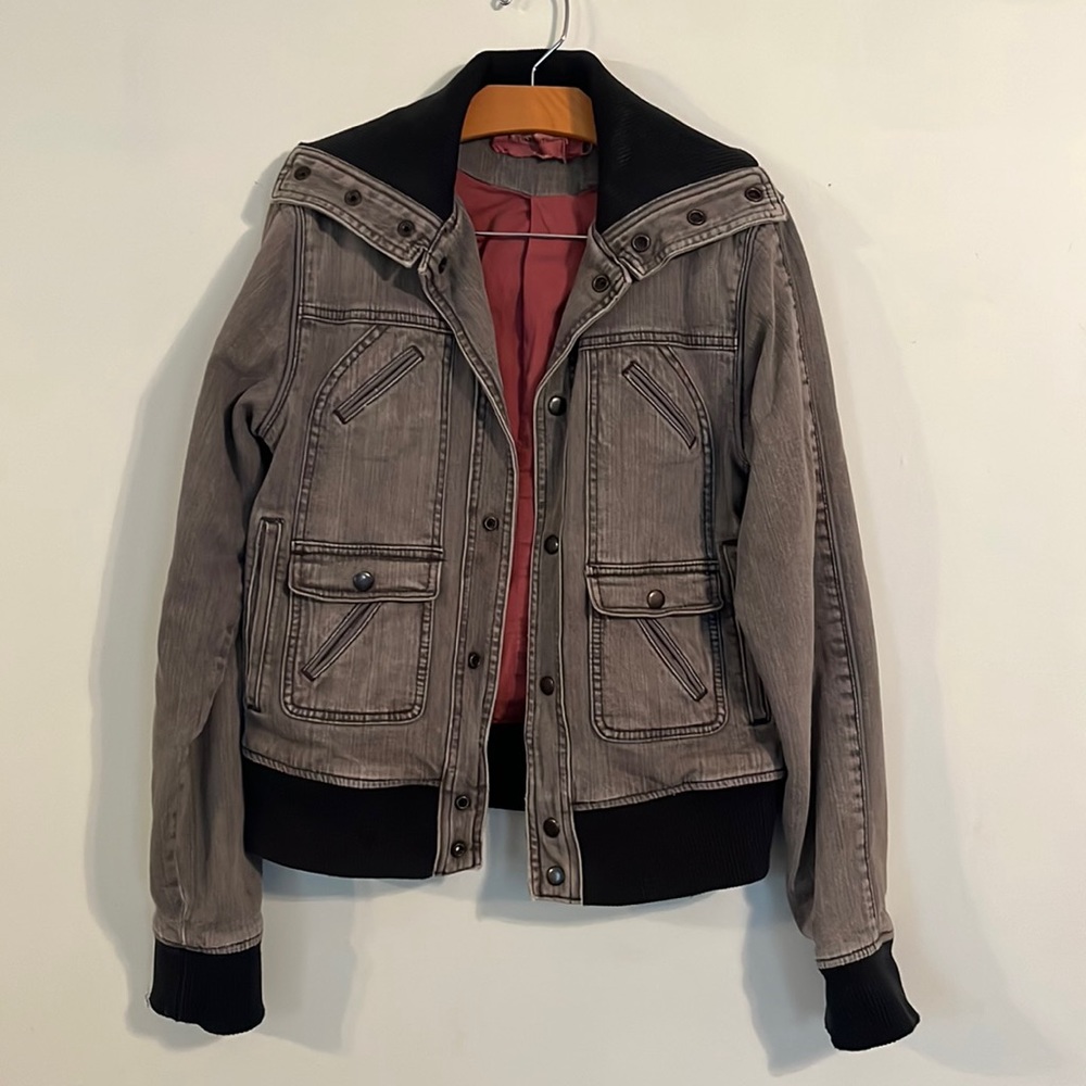 Gray Canvas bomber jacket